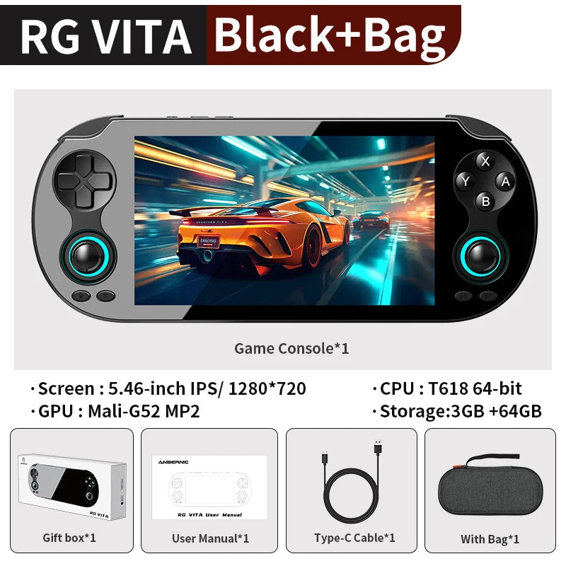 PANDORA RG VITA / RG VITA Pro Handheld Game Console IPS Touchscreen 5000mAh Video Gaming Player Supports AI Streaming RixelHK
