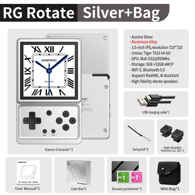 PANDORA RG Rotate Handheld Game Console – 3.5" Swivel Screen, Android, WiFi