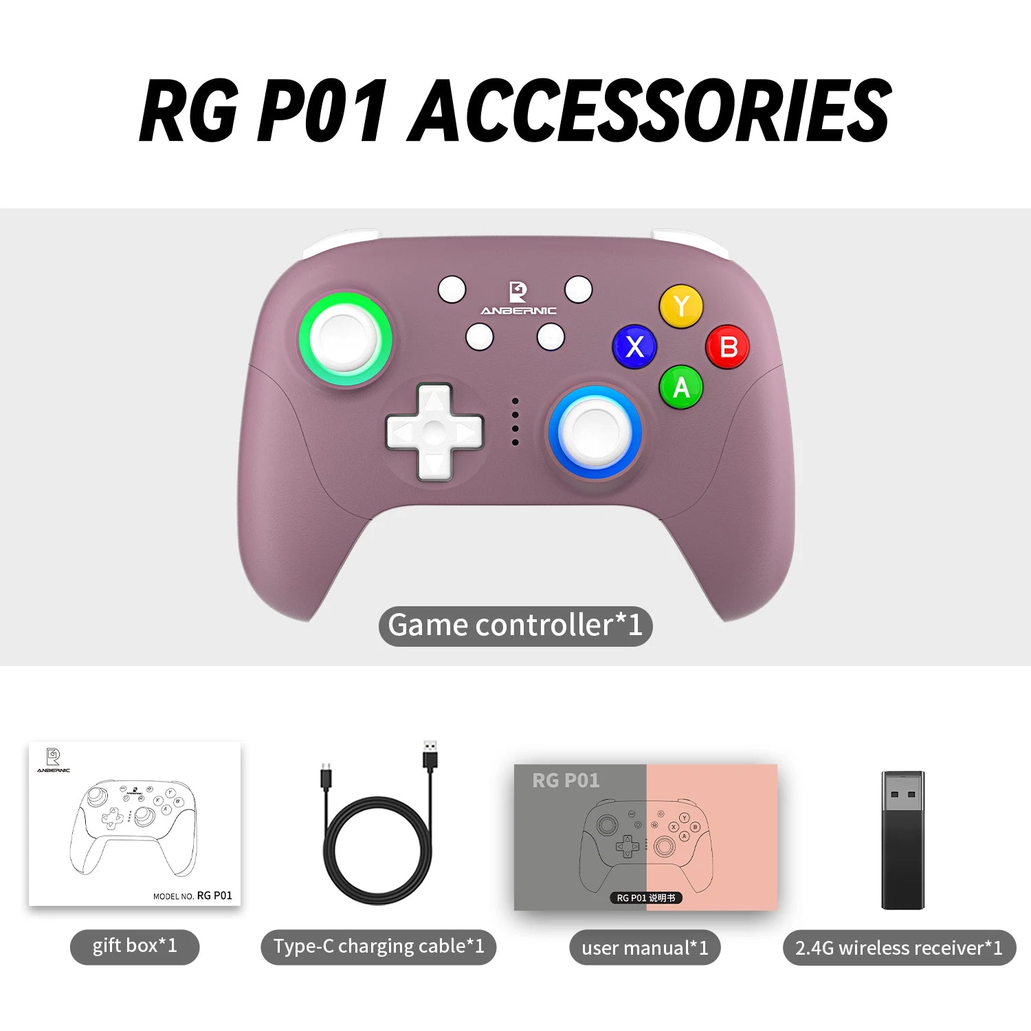 PANDORA RG P01 Wired Wireless Bluetooth Games Controller RGB Hall Effect Joystick XBOX Game Gamepad for PC Android IOS Steam