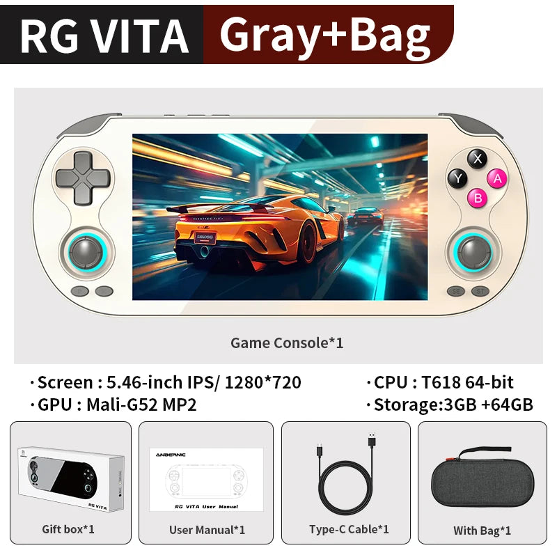 PANDORA RG VITA / RG VITA Pro Handheld Game Console IPS Touchscreen 5000mAh Video Gaming Player Supports AI Streaming RixelHK