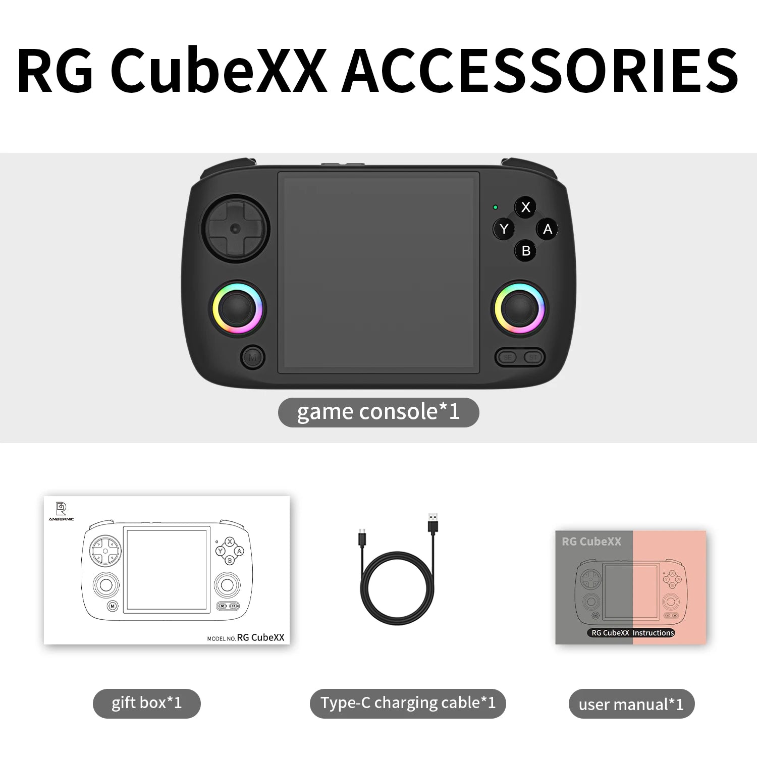 PANDORA RG CubeXX Handheld Game Console – 3.95" IPS Screen, Linux, WiFi & Bluetooth
