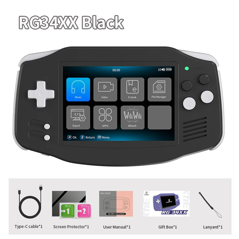 PANDORA RG34XX Handheld Game Console – 3.4" IPS Screen, Linux, WiFi & Bluetooth
