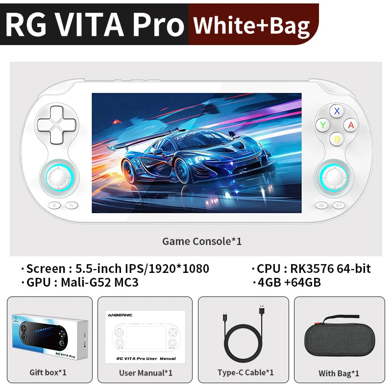 PANDORA RG VITA / RG VITA Pro Handheld Game Console IPS Touchscreen 5000mAh Video Gaming Player Supports AI Streaming RixelHK