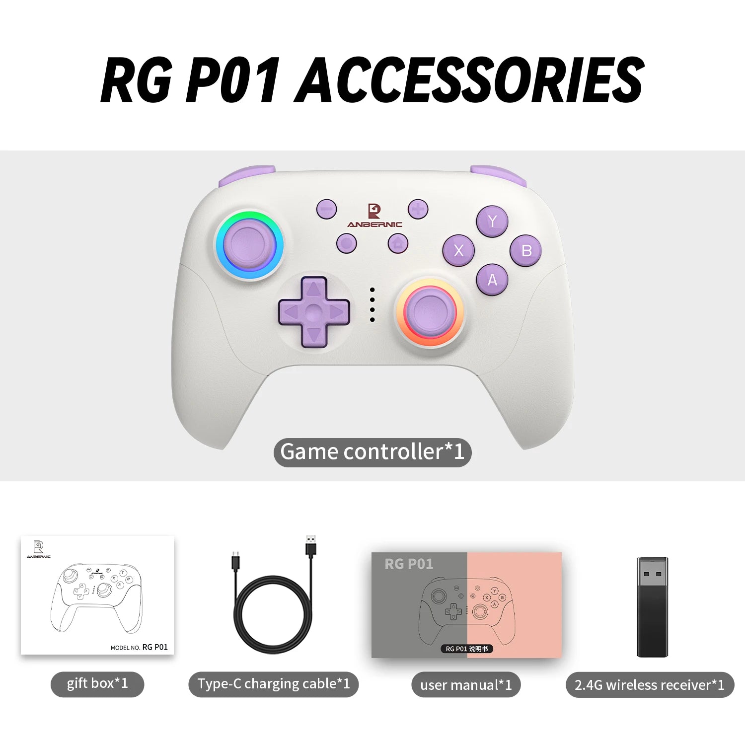 PANDORA RG P01 Wired Wireless Bluetooth Games Controller RGB Hall Effect Joystick XBOX Game Gamepad for PC Android IOS Steam